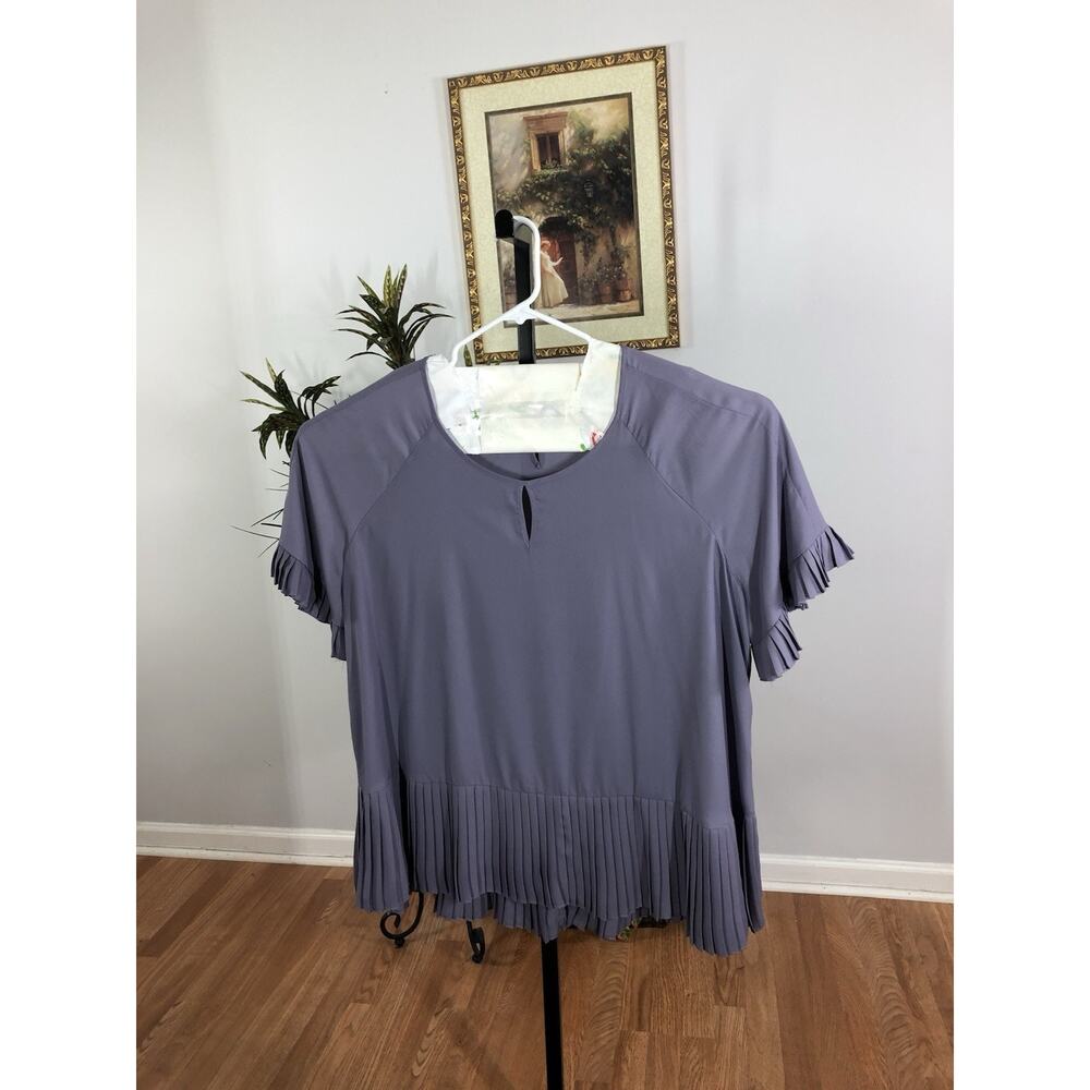Cato Est. 1846 Women Top Plus 26/28W Boxy Ruffle Sleeves And Hem Lilac Lagenlook